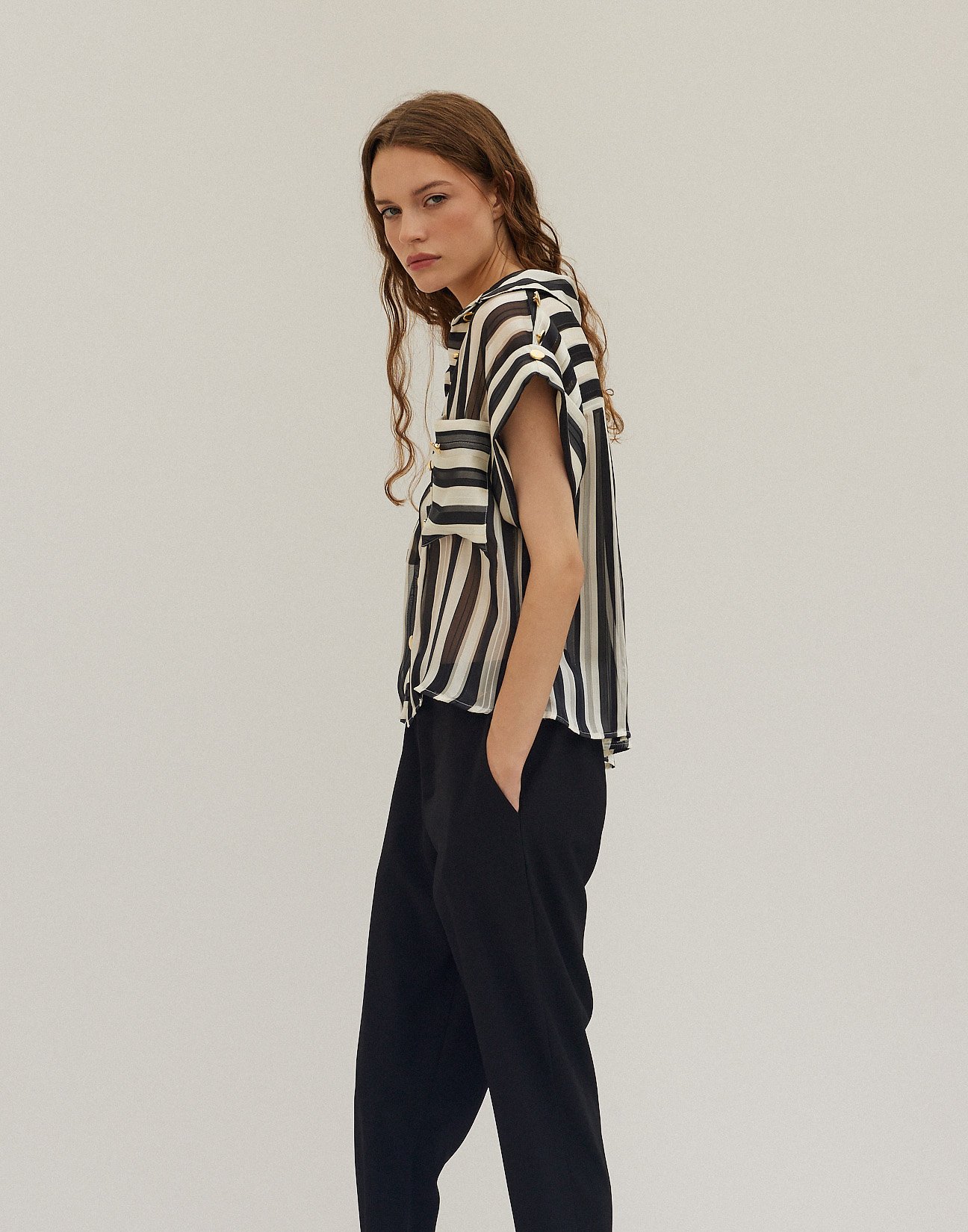 Striped semi sheer shirt