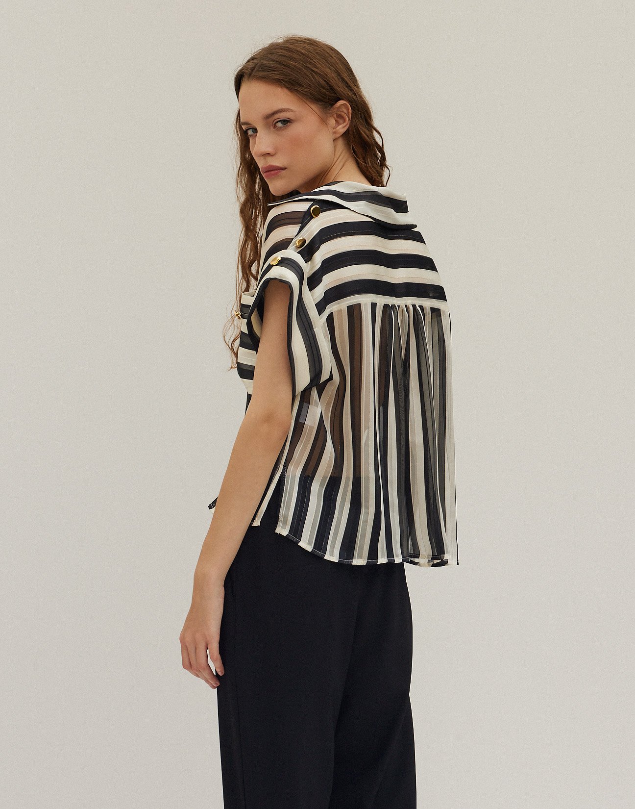 Striped semi sheer shirt