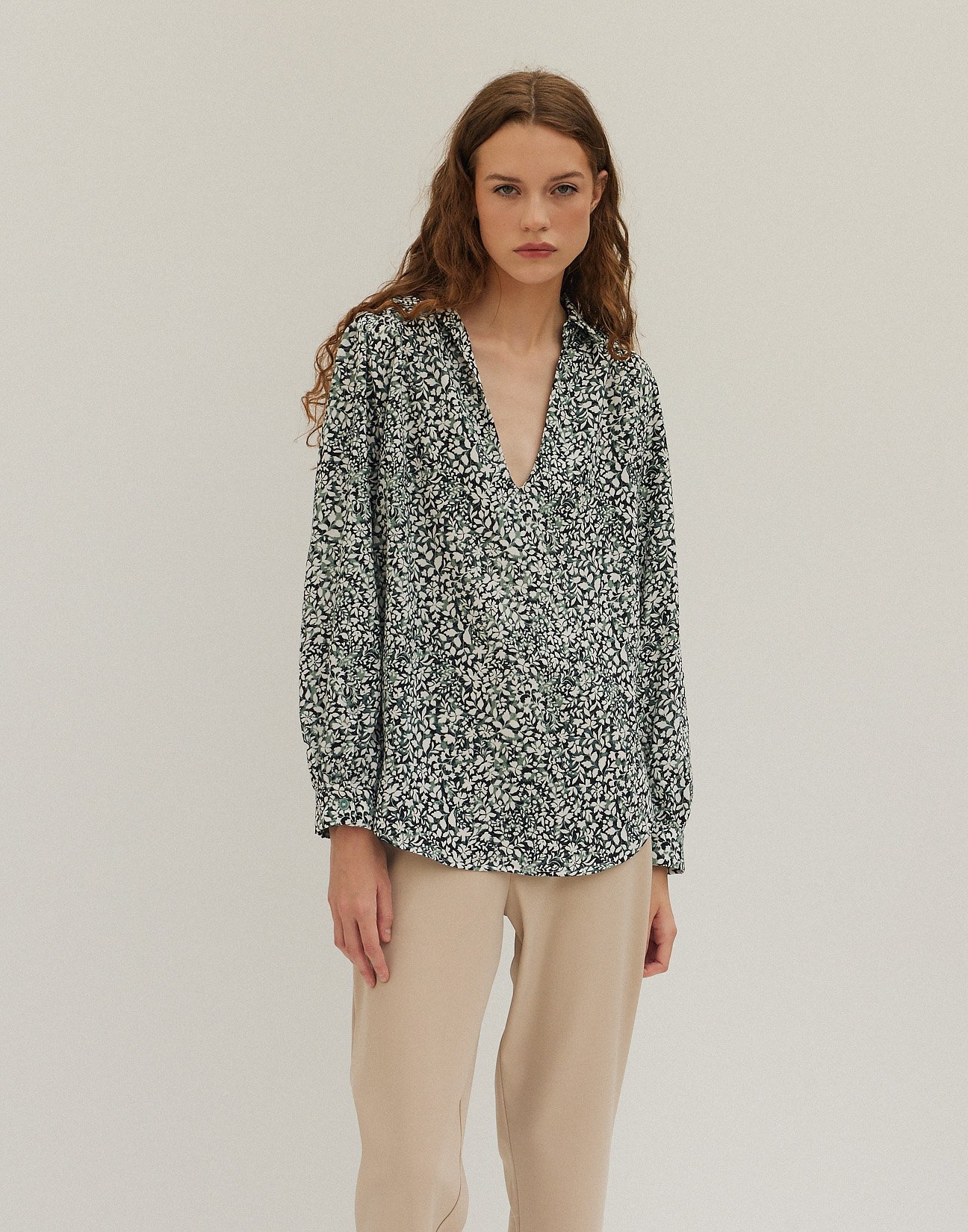 Printed blouse with collar