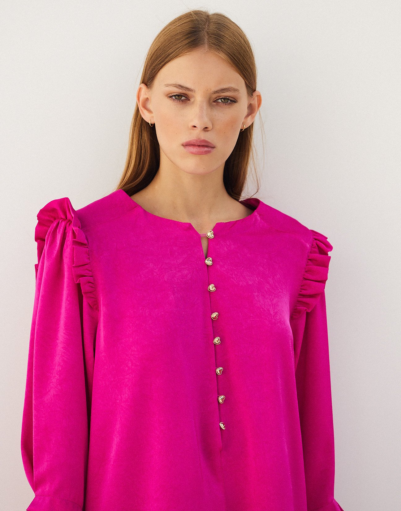 Satin blouse with button