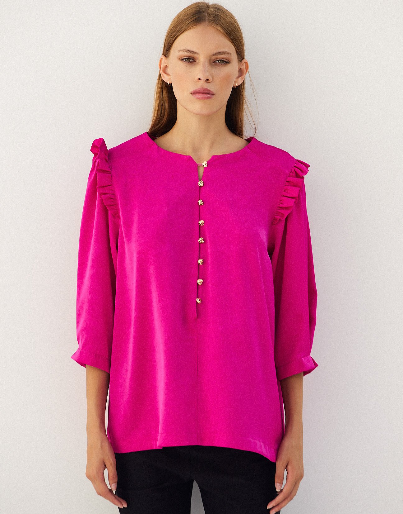 Satin blouse with button