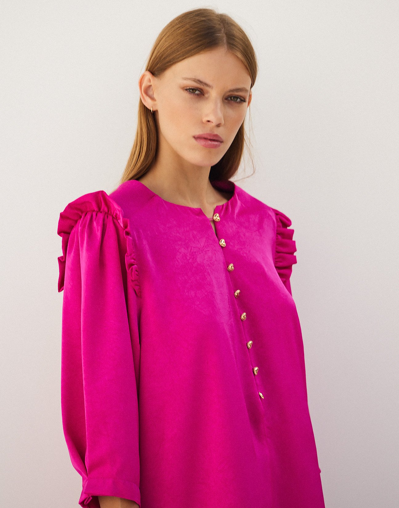 Satin blouse with button