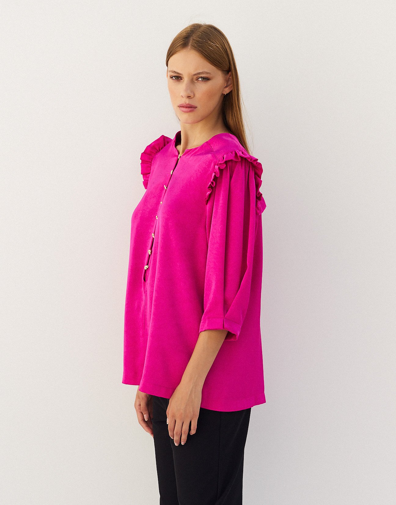 Satin blouse with button