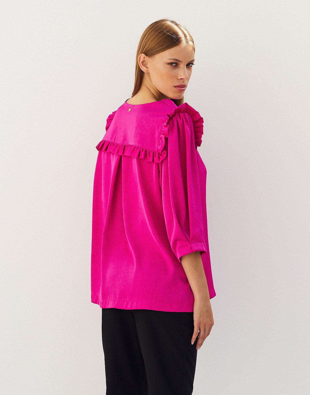 Satin blouse with button