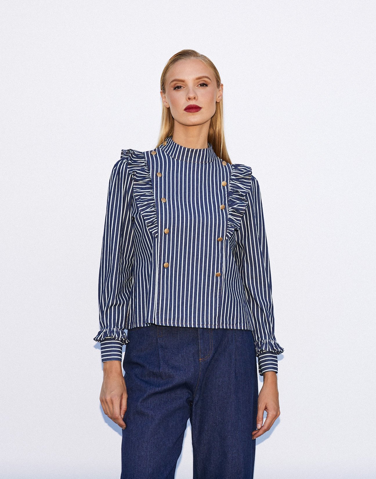 Striped shirt with ruffles