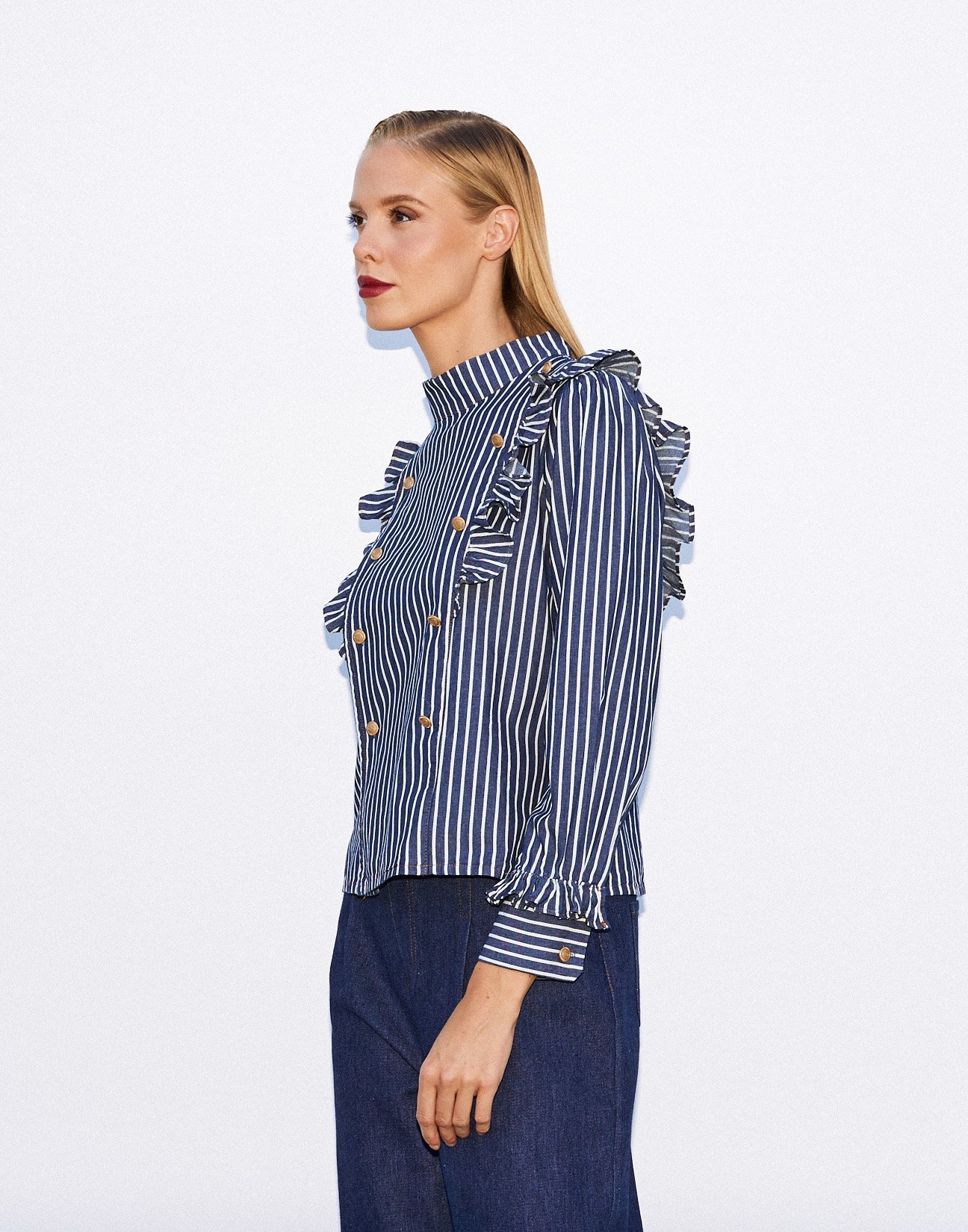 Striped shirt with ruffles