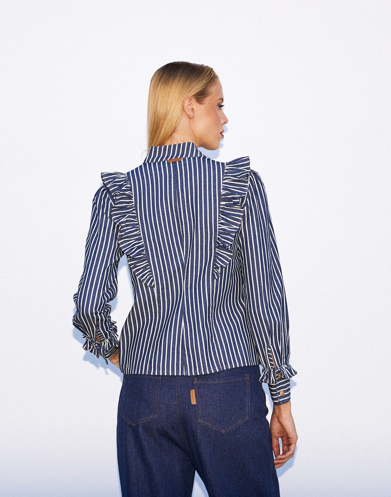 Striped shirt with ruffles