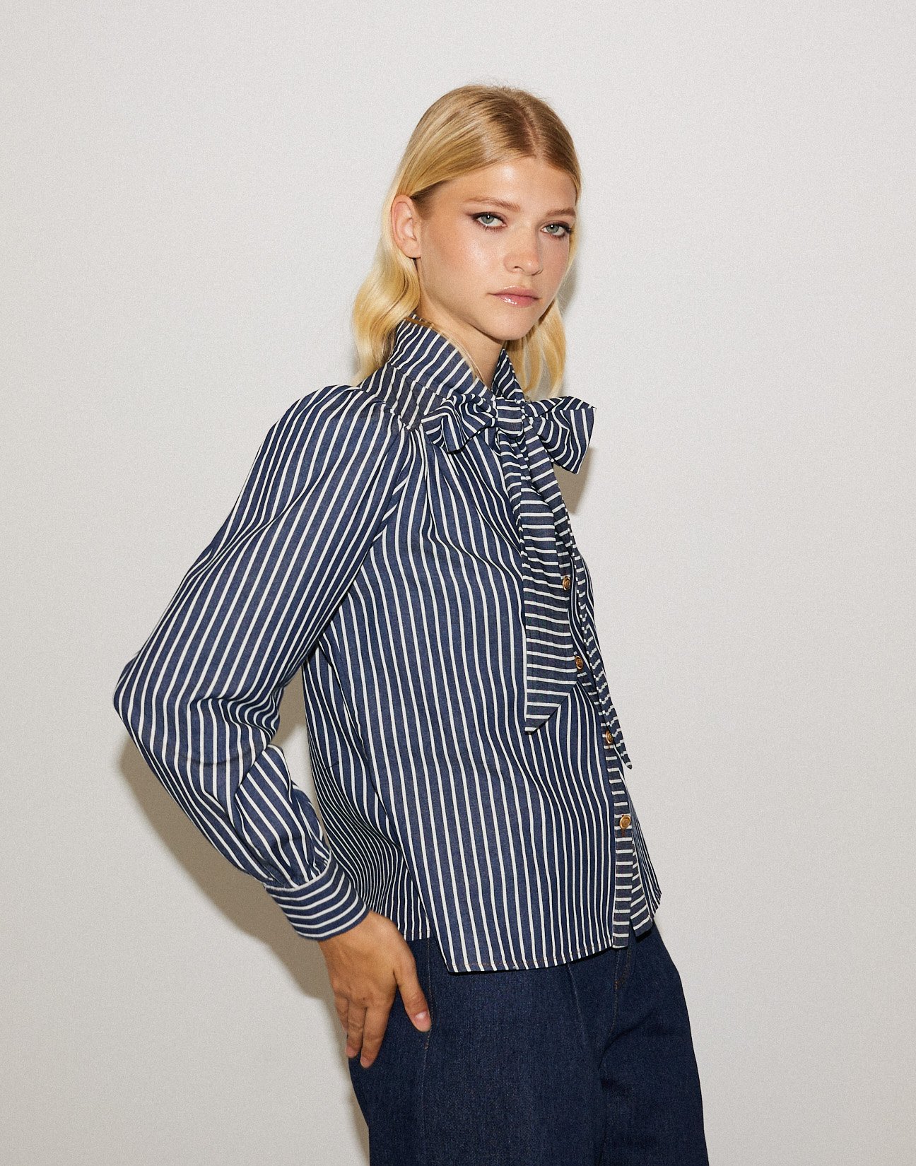 Striped denim shirt