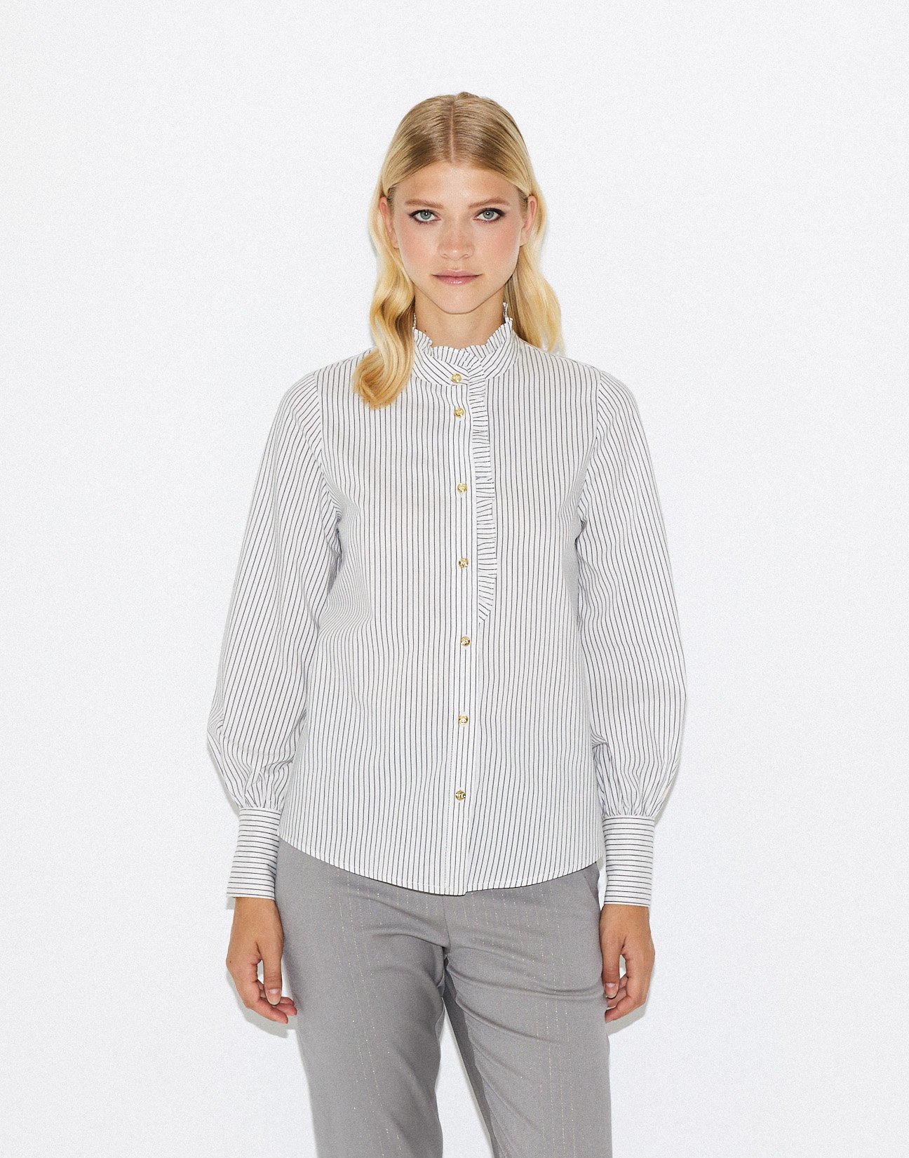 Striped poplin shirt