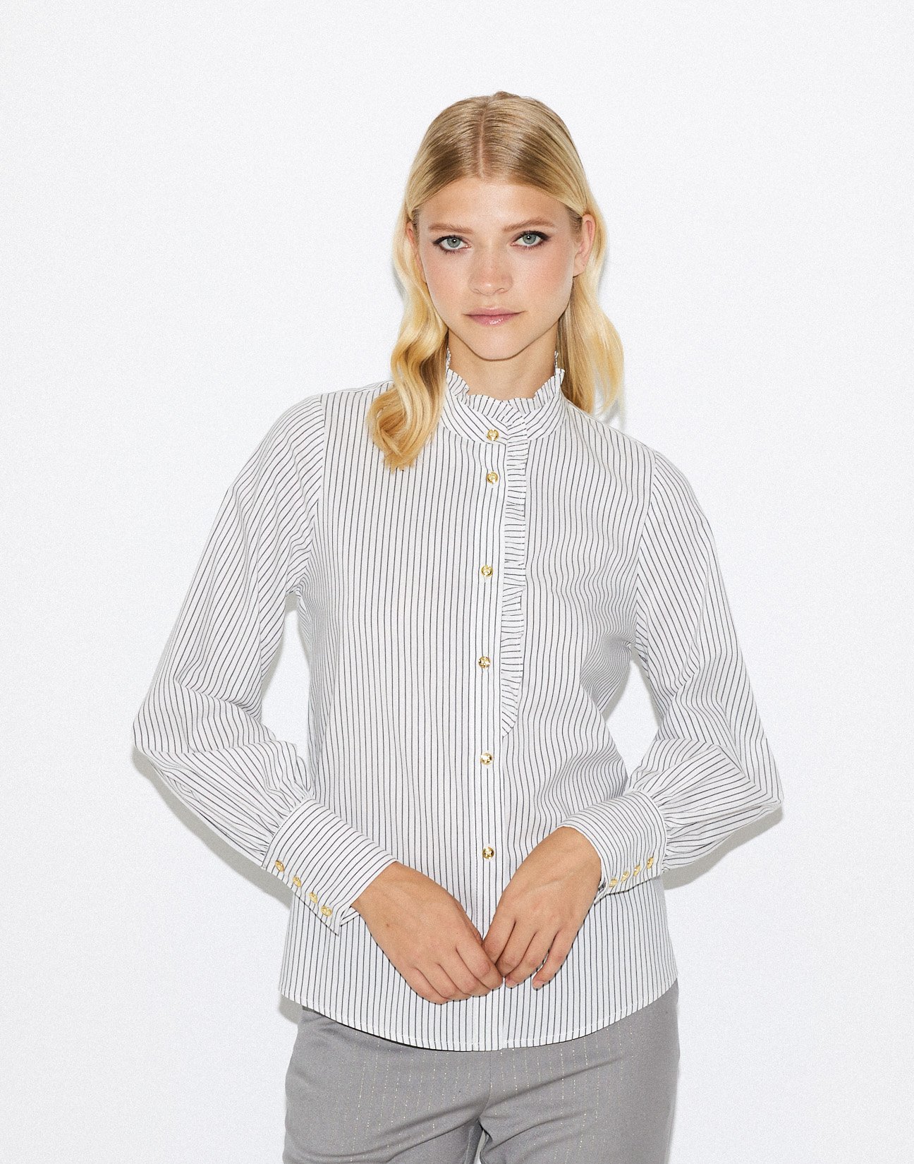 Striped poplin shirt