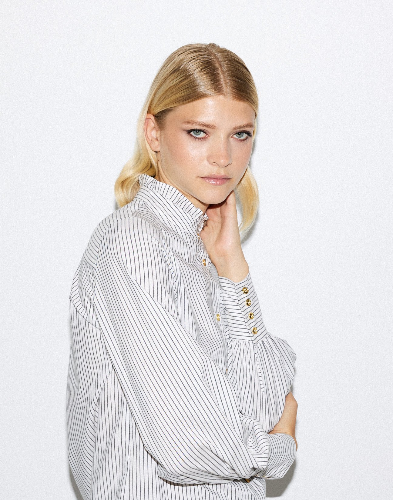 Striped poplin shirt