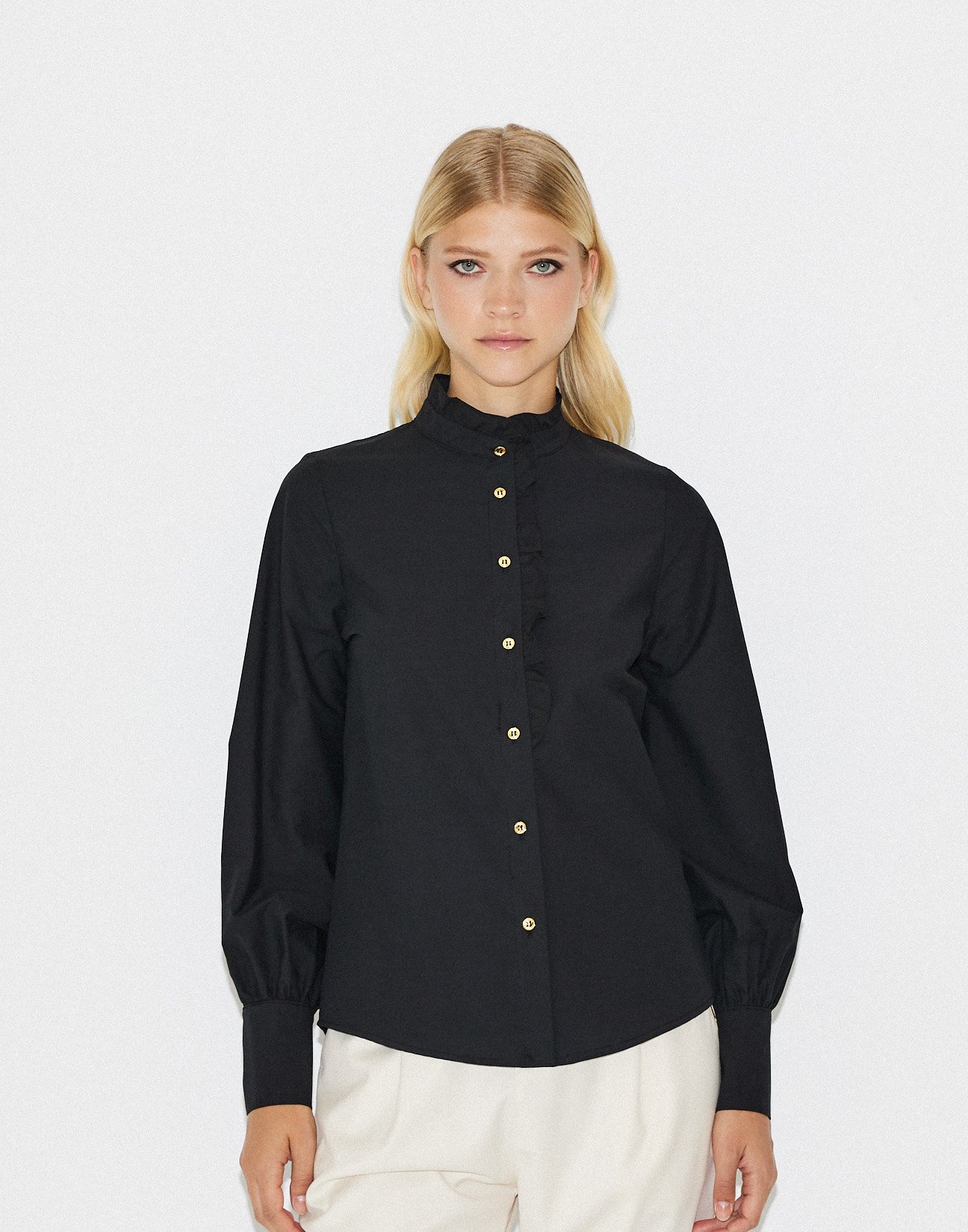 Ruffled poplin shirt