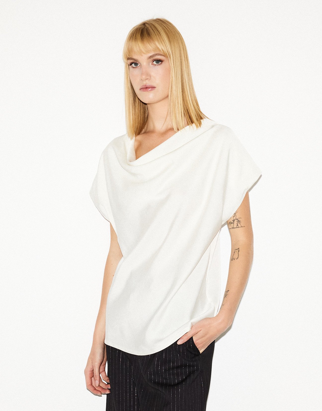 Draped satin top