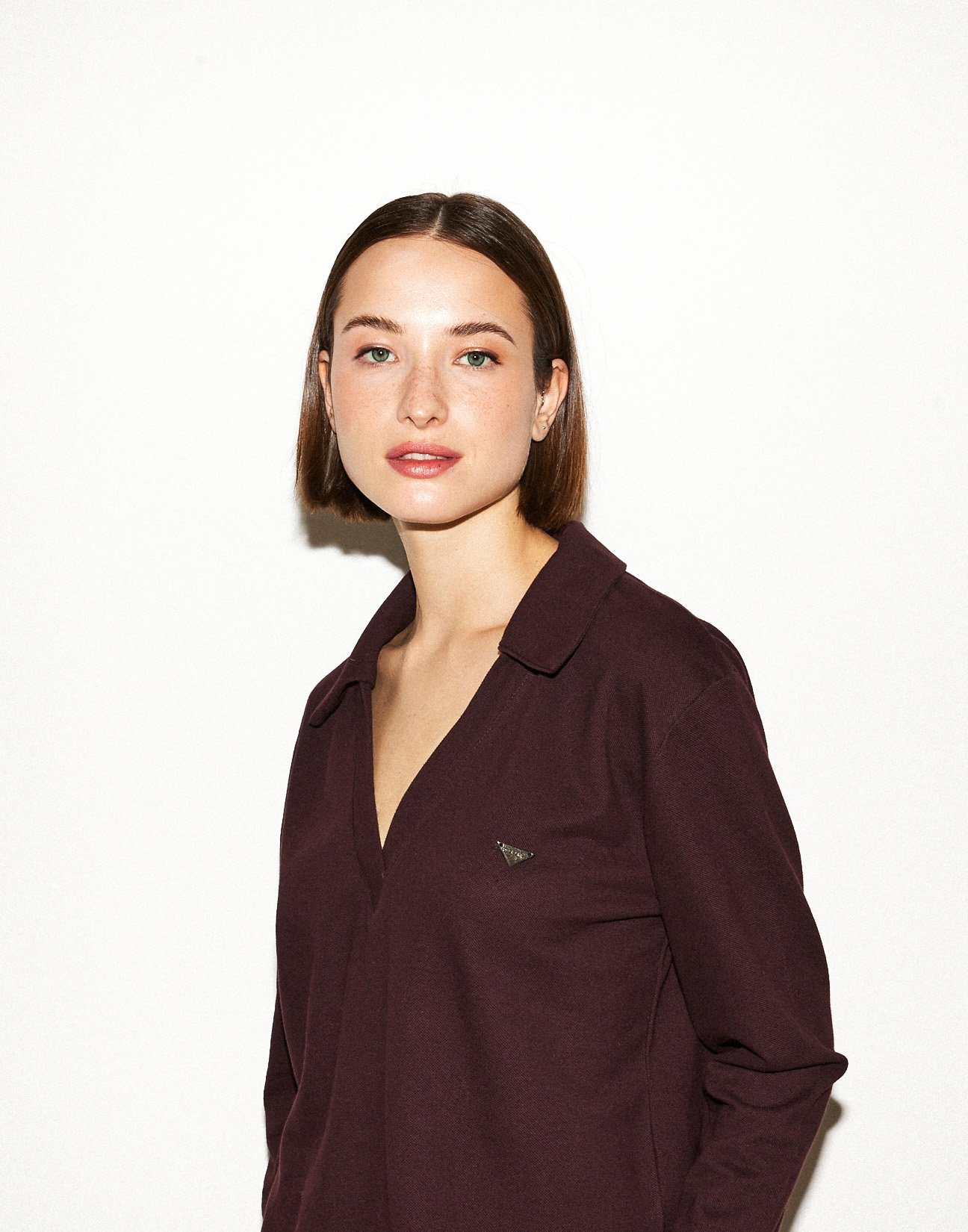 Blouse with polo collar