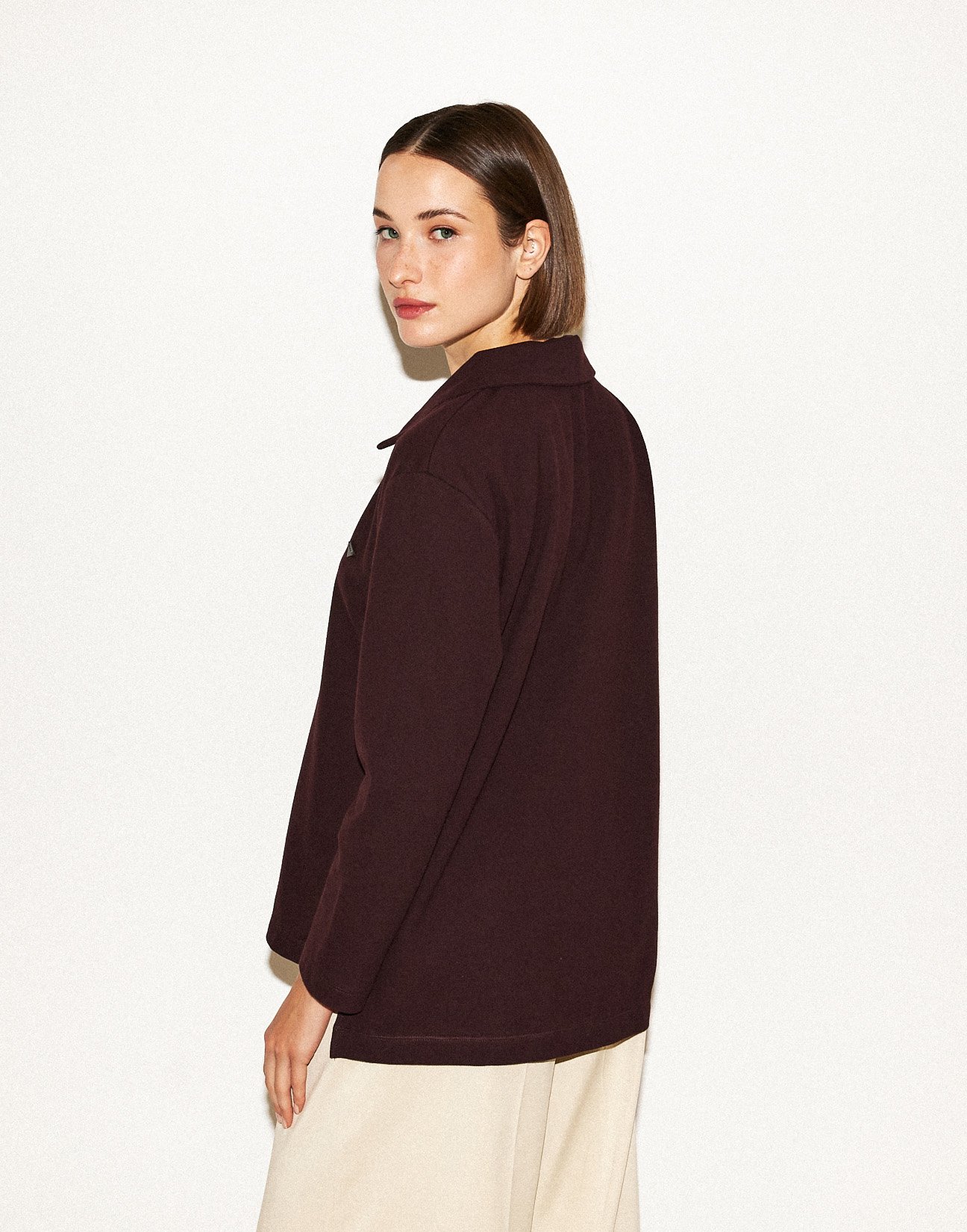 Blouse with polo collar