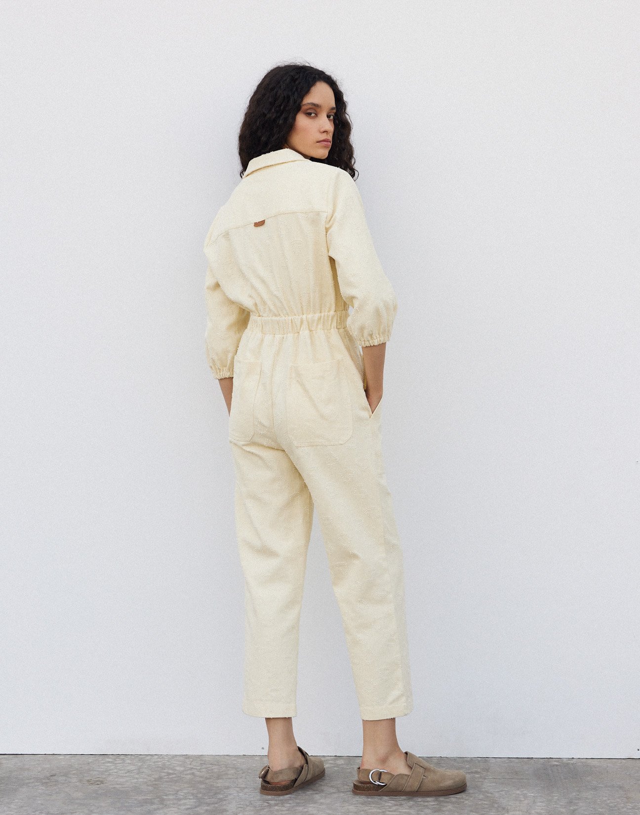 Textured fabric jumpsuit