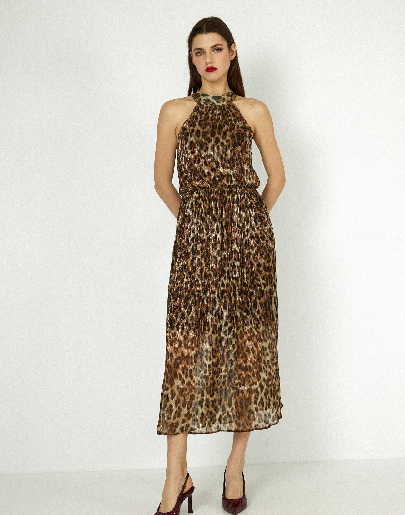 Animal print midi dress