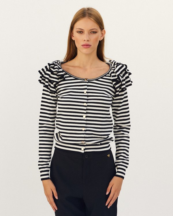 Striped knit cardiagn