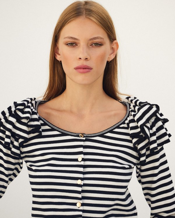 Striped knit cardiagn