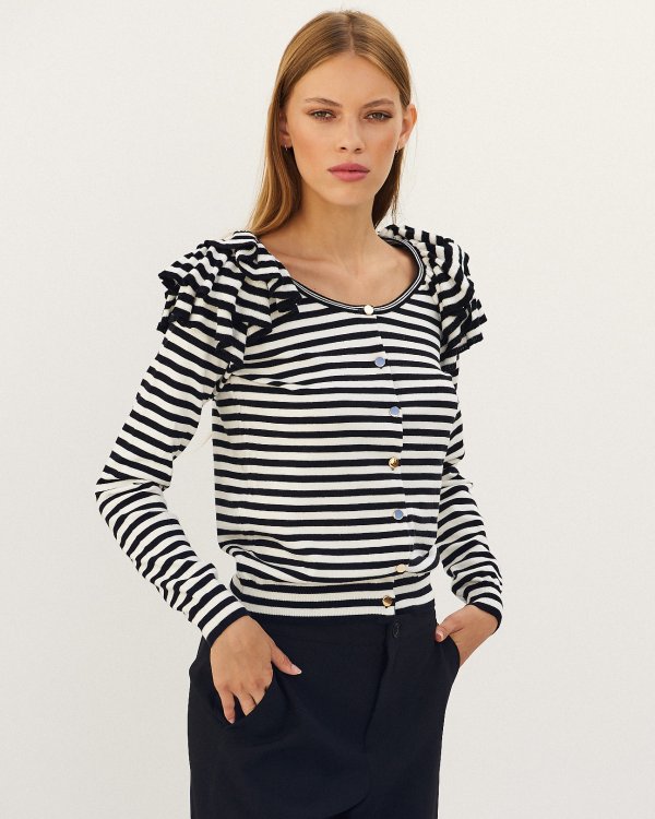 Striped knit cardiagn