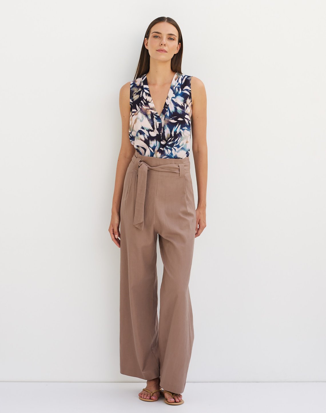 Ramie trousers with belt