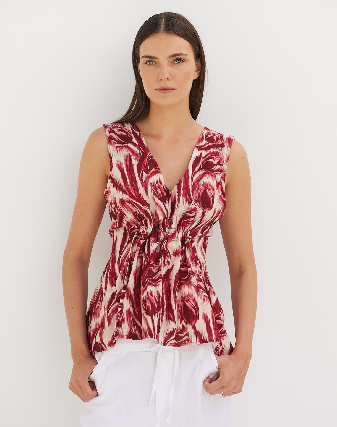 Printed linen top