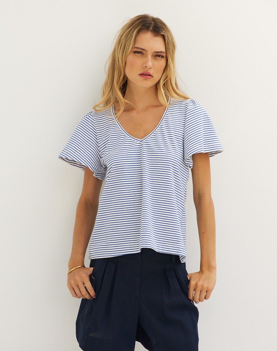 Striped blouse with ruffles