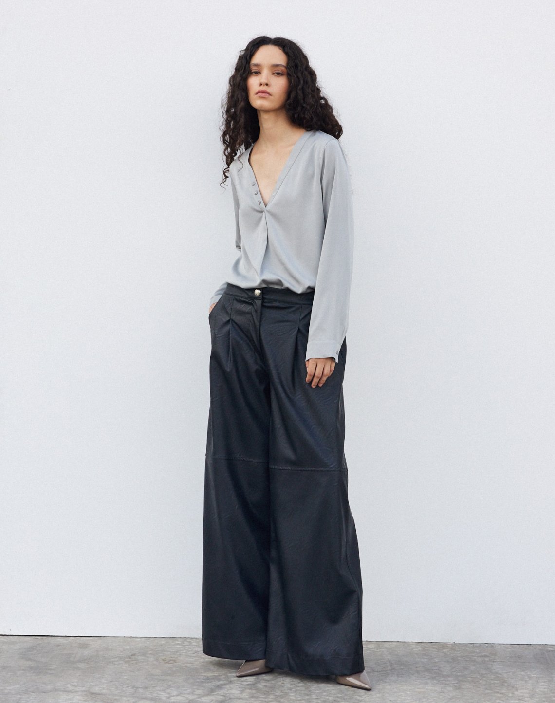 Faux leather trousers