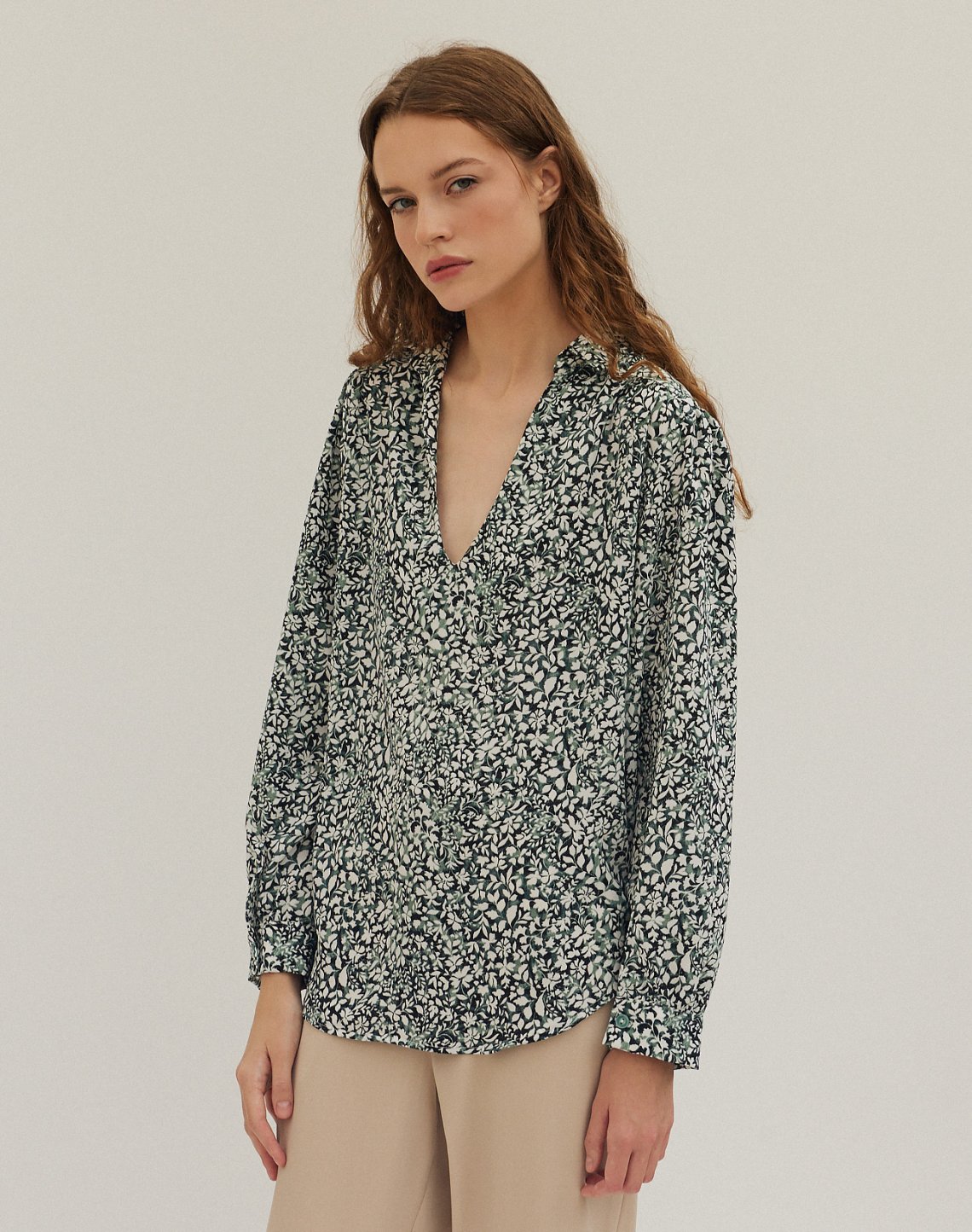 Printed blouse with collar