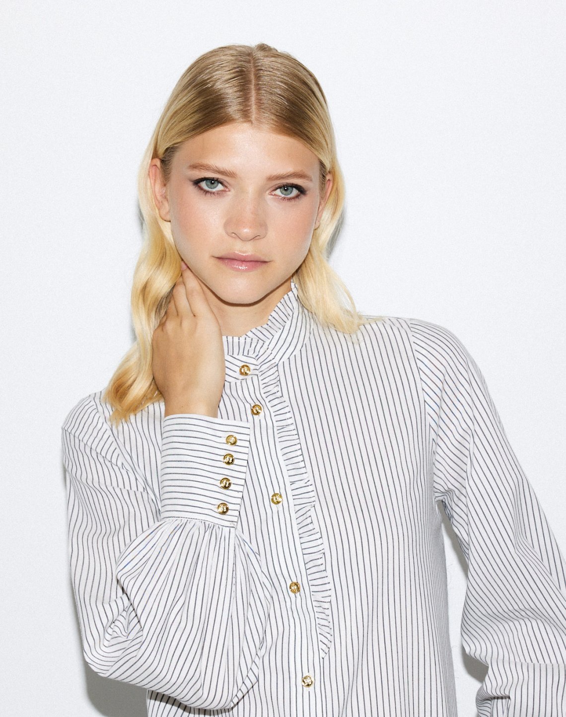 Striped poplin shirt